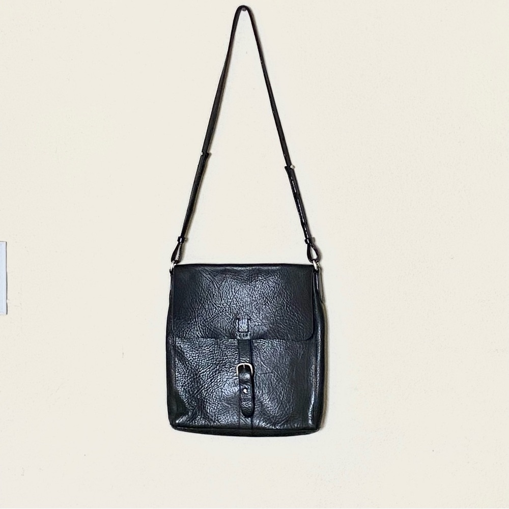 Orciani Black Leather Large Shoulder Bag Made in Italy